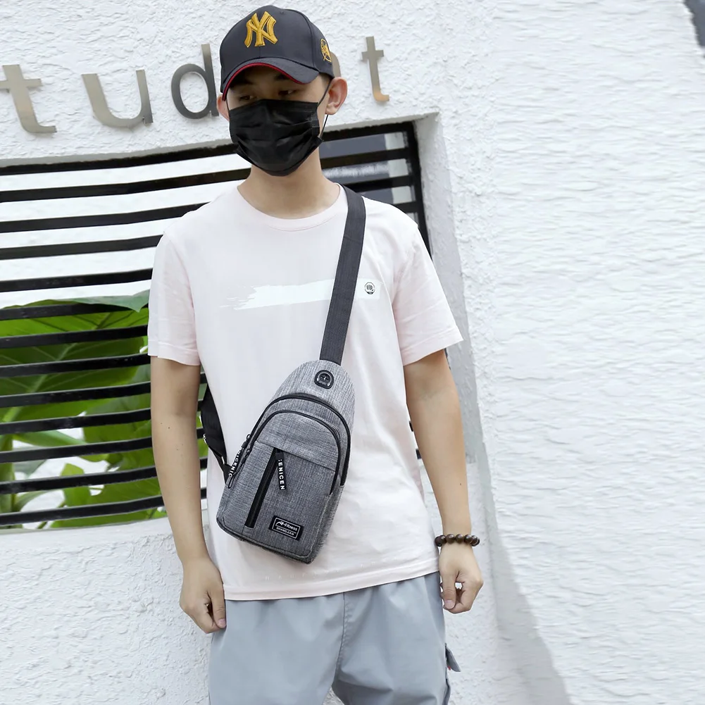 Сумка-Кроссбоди Мужская однотонная из ткани Оксфорд с несколькими карманами |