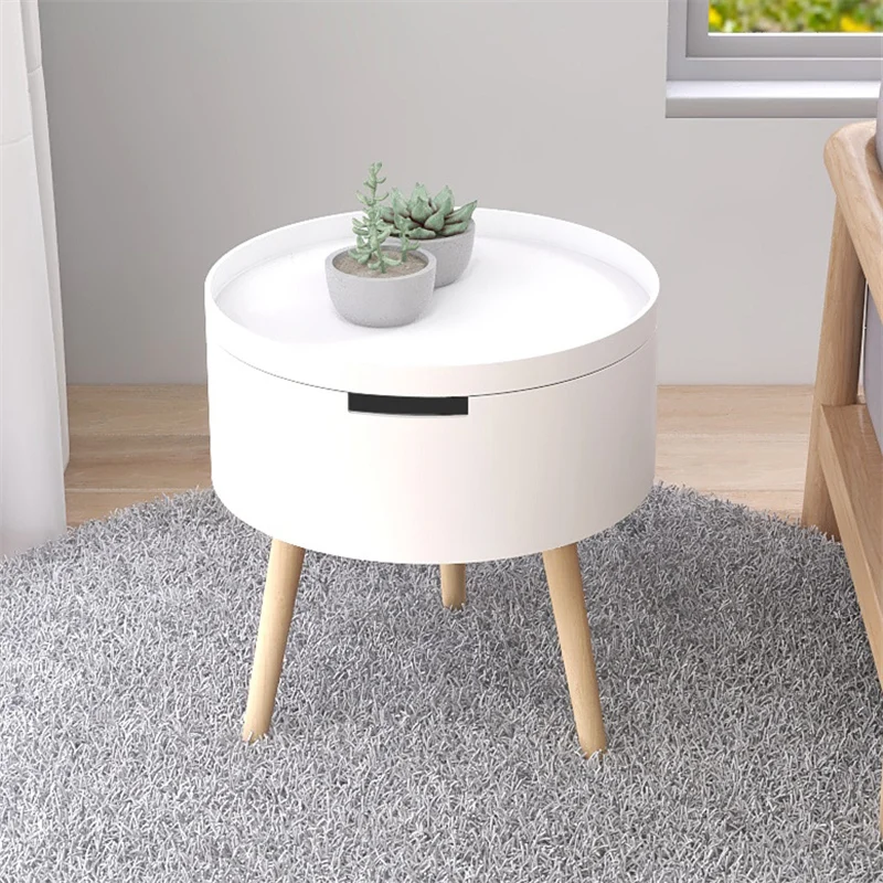 

Bedroom Small Simple Bedside Table Modern Nordic Children's Room Storage Cabinet Cute Narrow Round Side Table Double Drawer