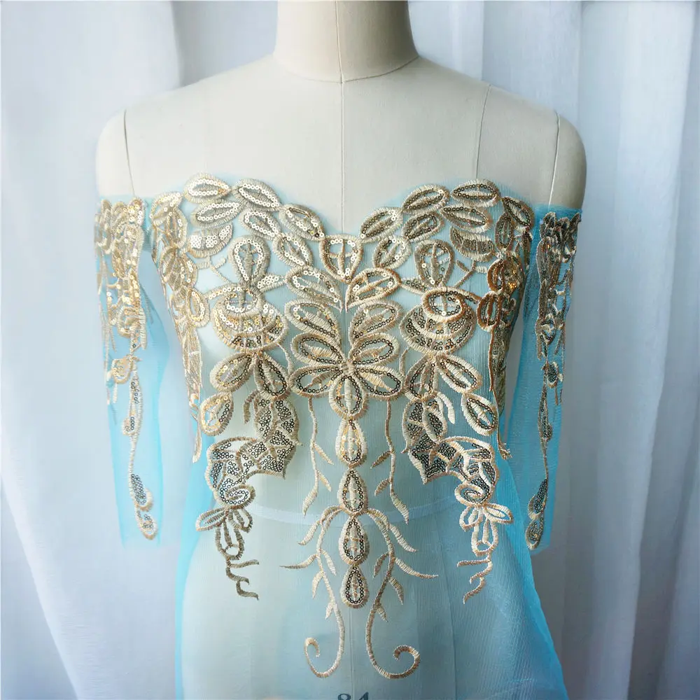 1 комплект золотые блестки Белый Красный сетка вышивка свадебное платье