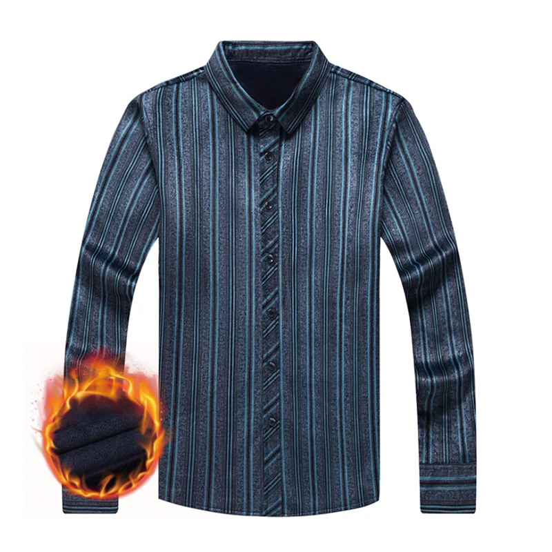 

Men Thicken Business Shirt Fashion Style Design Liner Soft Non-Iron Casual Daily Jacket Male Winter Warm Clothing