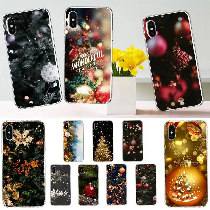 

Merry christmas tree Lantern pattern Phone Case Transparent soft For iphone 12 11 13 7 8 6 s plus x xs xr pro max mini