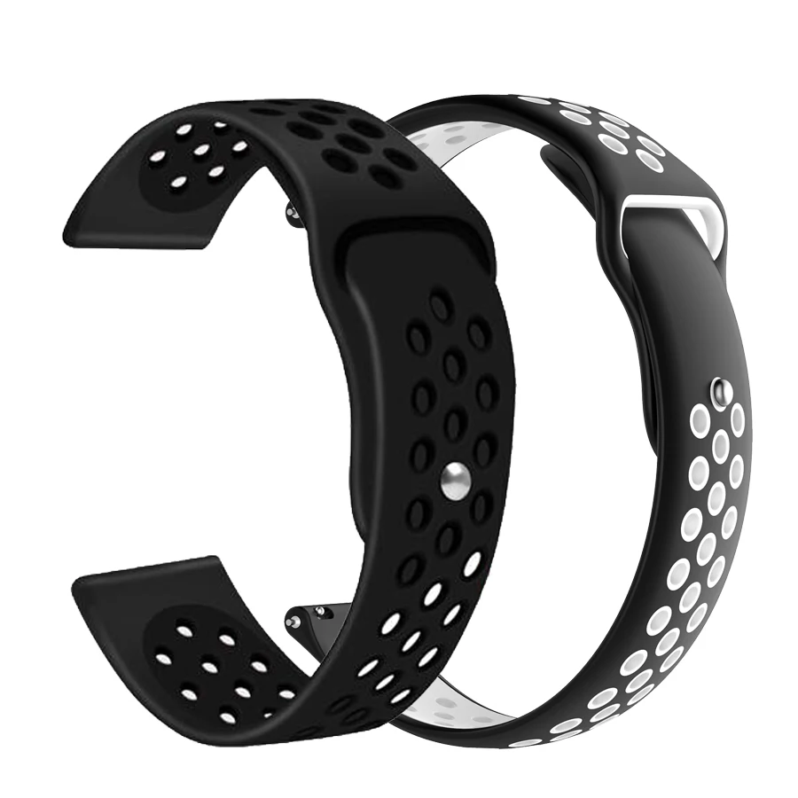 2 шт./упак. силиконовые ремешки для часов Ремешок для Huami Amazfit Bip наручный ремешок для часов для amazfit pace stratos 2s GTS GTR 42/47 мм браслет - Цвет: black-blackwhite