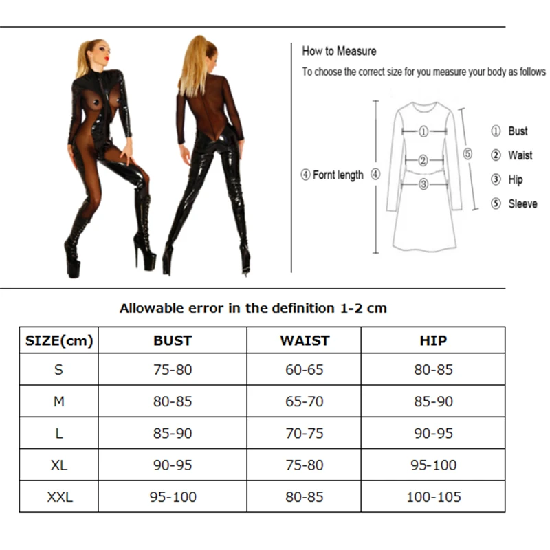 Женский сексуальный кружевной комбинезон из ПВХ с глубоким V-образным вырезом и