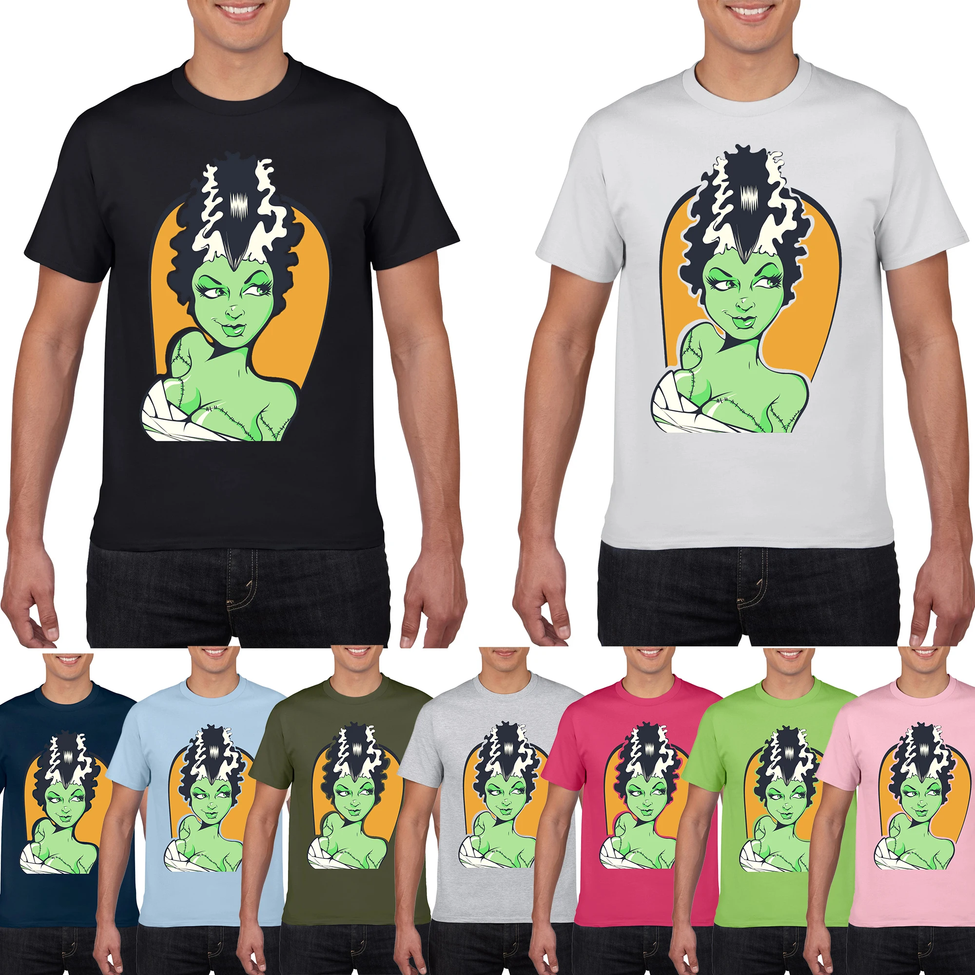 

Bride of Frankenstein Graphic Summer Harajuku T Shirt Men Hip Hop Streetwear Cool T-shirt Cute Anime Cotton Tshirt Top Tees Male
