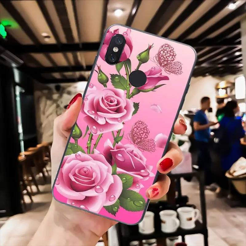 MaiYaCa красная бабочка на белой розы цветок чехол для телефона для Xiaomi Redmi8 4X 6A S2 5A Redmi 5 5Plus Note7 8Pro 7A 6A