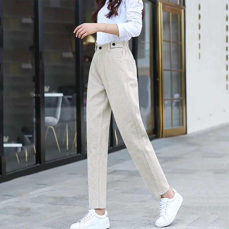 

Осень-зима 2020, вельветовые брюки, женские брюки с высокой талией и карманами, женские брюки-султанки в уличном стиле