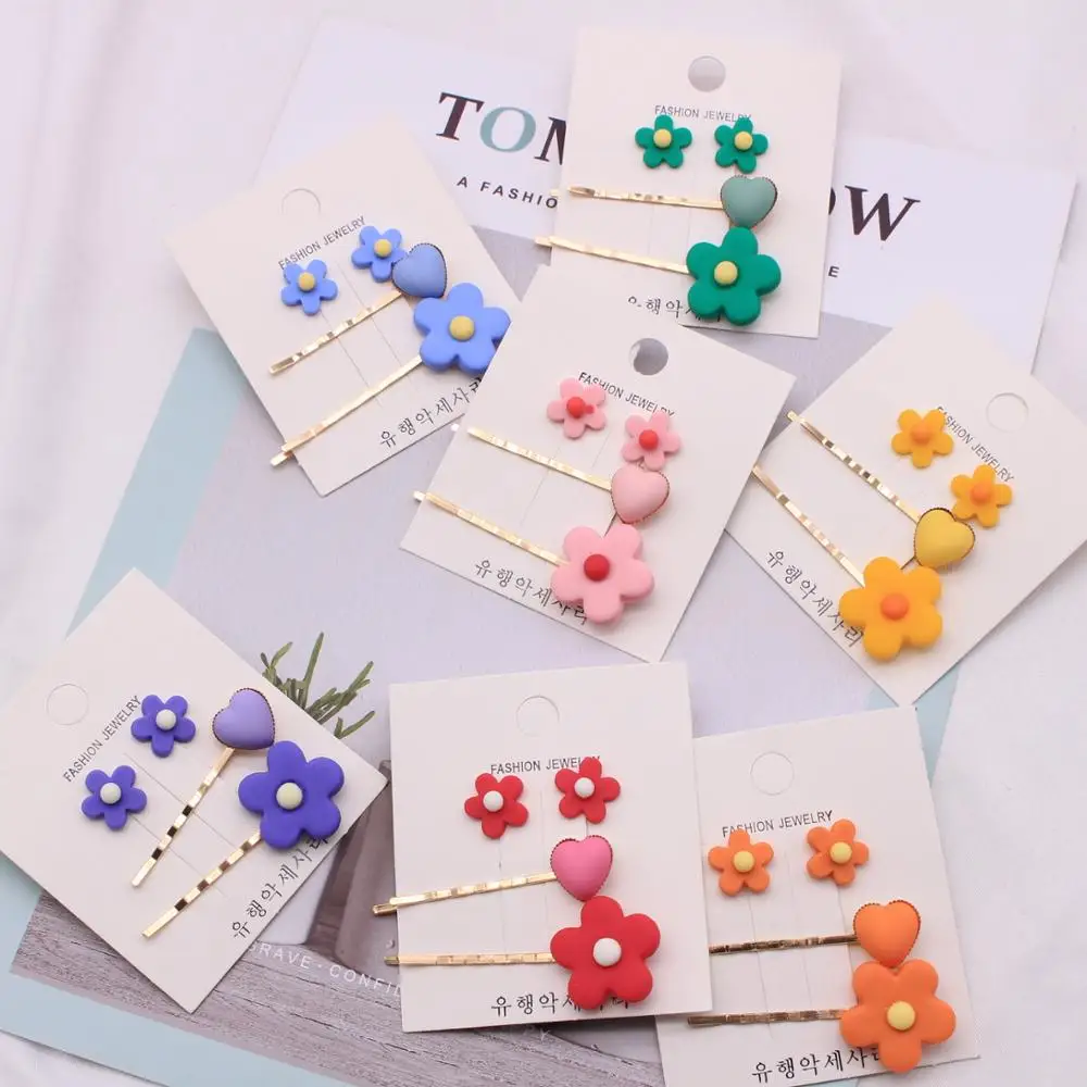 

Новинка весна-лето 2020, набор маленьких заколок для волос с цветами, Корейская версия простого и универсального однослойного зажима для воло...