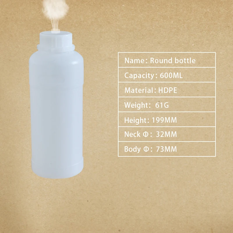 600ML translucent HDPE пластиковые бутылки с трамбовкой, дышащие крышки, контейнер для жидкого удобрения, герметичные многоразовые бутылки - Цвет: 600ML translucent