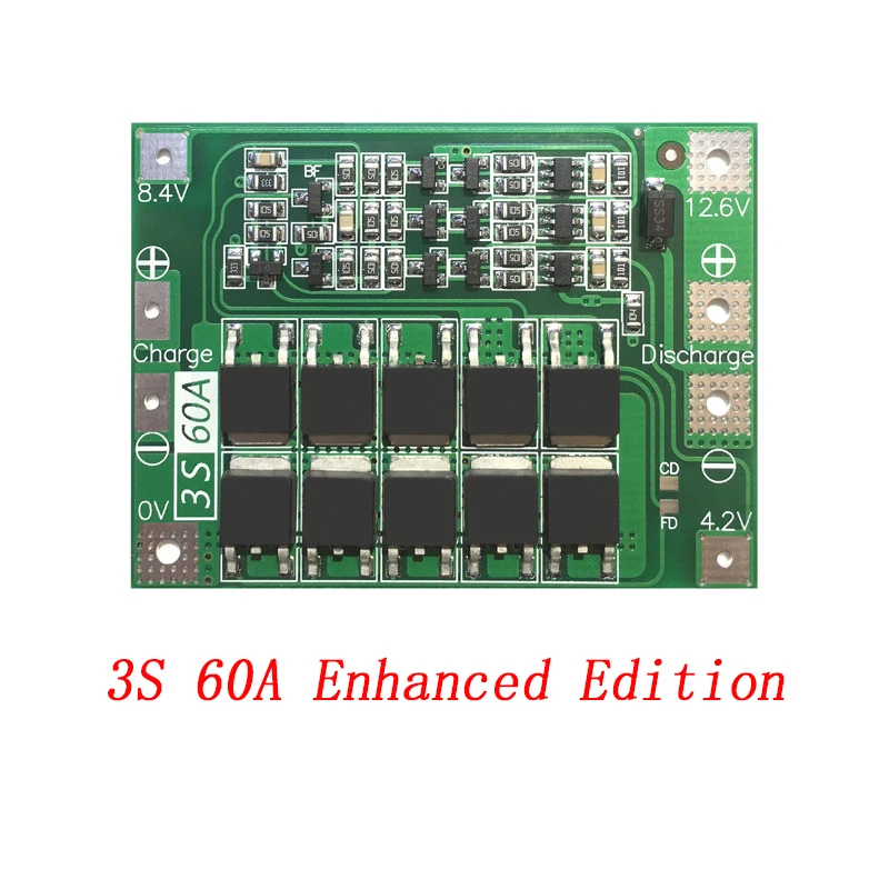 Защитная плата 3S/4S 40A/60A 18650 BMS для зарядки литий-ионных батарей двигателя