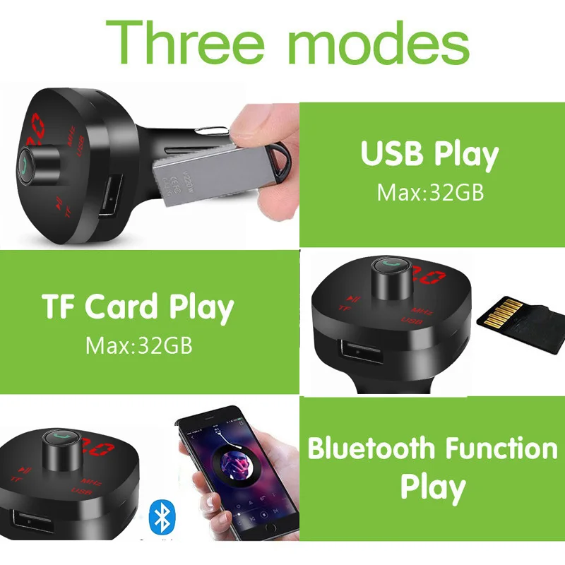 Автомобильное зарядное устройство USB с Bluetooth 3 1 А беспроводной FM-передатчик радио