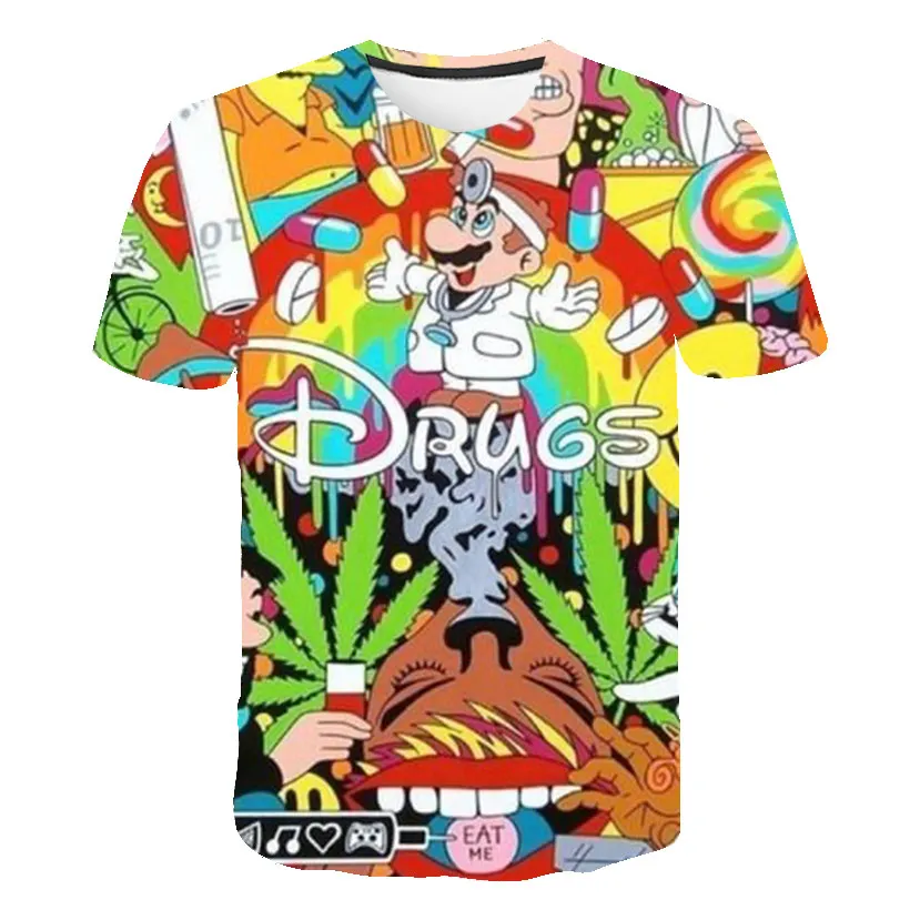 

Brand New Summer Fashion T-shirt Drugs&weed t shirt Cartoon Super Mario 3D Print Mens Womens t shirts Creative Anime Tee Tops