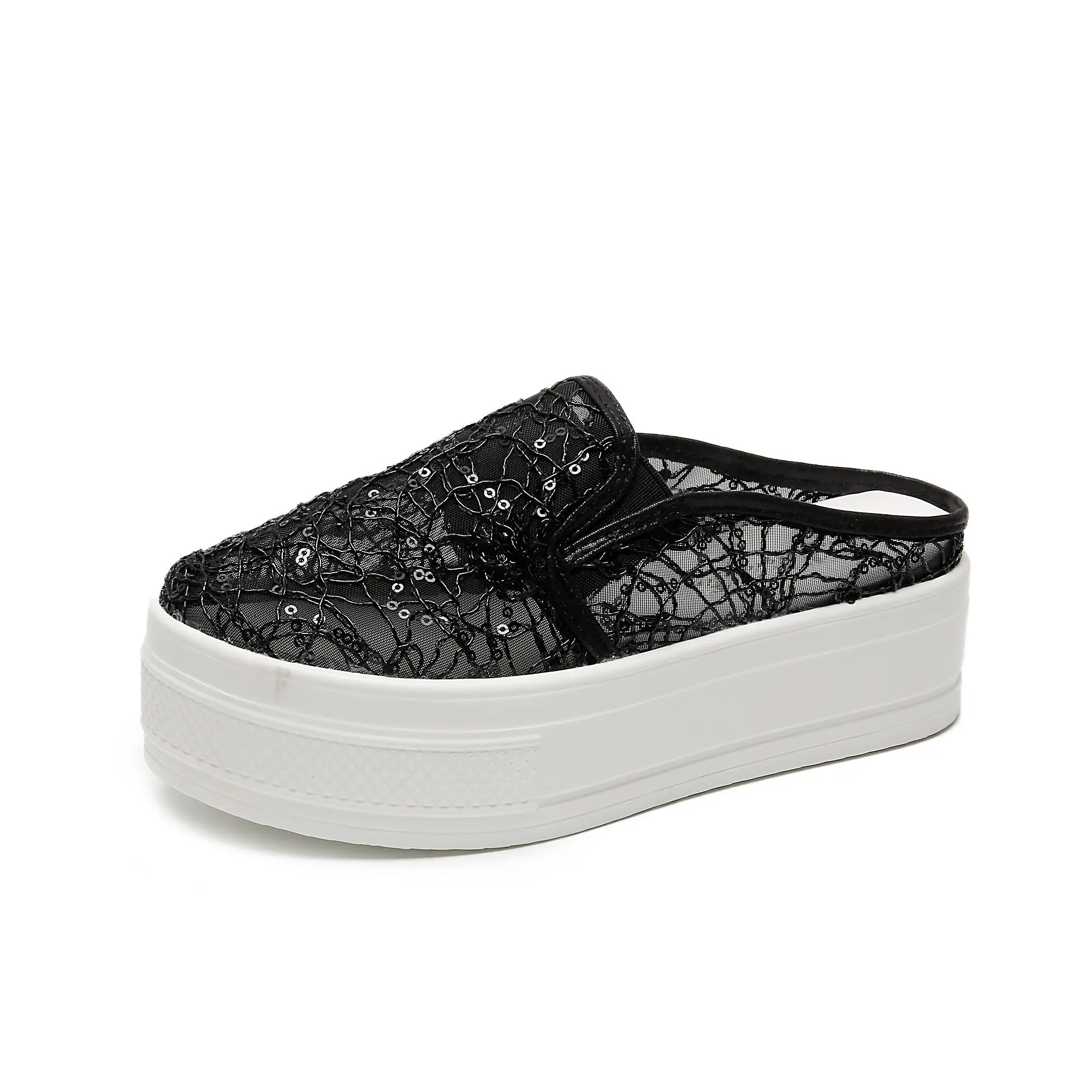 

Shoes Woman 2021 Loafers Slippers Casual Pantofle Platform Cover Toe Med Luxury Flat Summer New Soft Cotton Fabric Slides Fashio