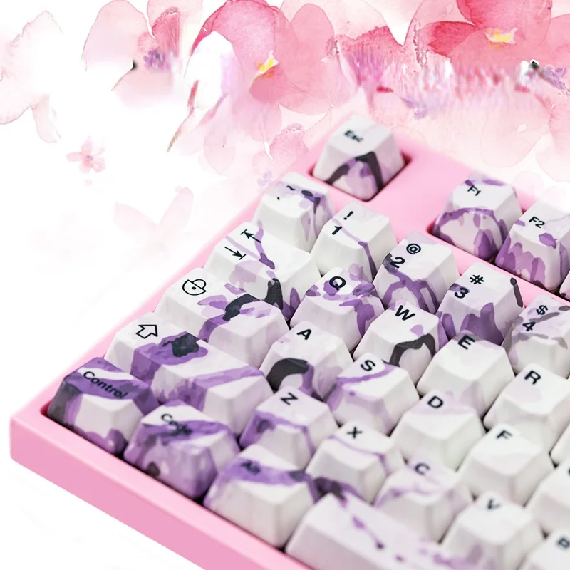 

108 колпачков для клавиш полный набор механических колпачков для клавиатуры 5 колпачков для клавиш с сублимационной печатью и цветком вишни