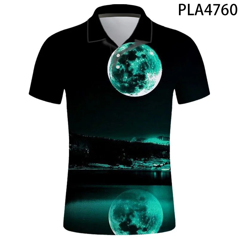 

Рубашка-поло мужская с коротким рукавом и 3D-принтом звездного неба