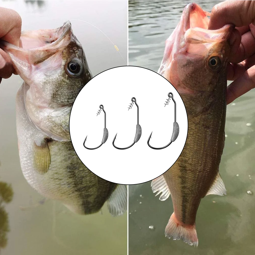 

30PCS Worm Fishing Hooks Weighted Swimbait Hooks for Freshwater Saltwater ishing Weighted Swimbait Hooks Crank Barbed Hook