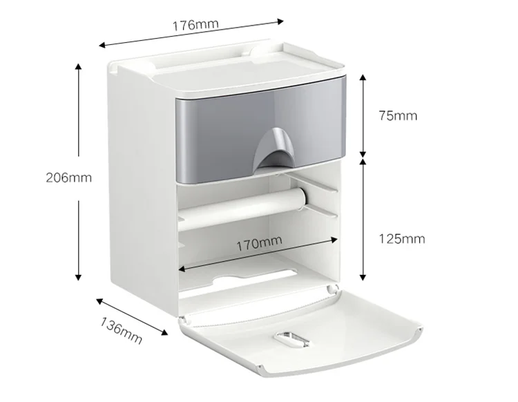 

Bathroom Roll Paper Tube Box Toilet Paper Storage Rack Holder Wall Mounted Tissue Box Bathroom Shelf Toilet Paper Tray Holder