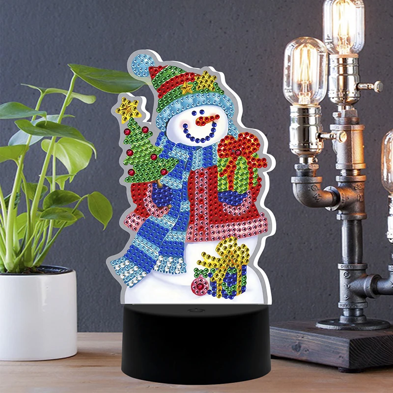 

New character 5D DIY special-shaped LED diamond painting night light 7-color lamp cushion acrylic board home decoration gift