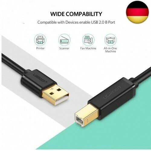 UGREEN Druckerkabel 5 м Scannerkabel USB B Kabel A auf Drucker (5 м)|Кабели| |