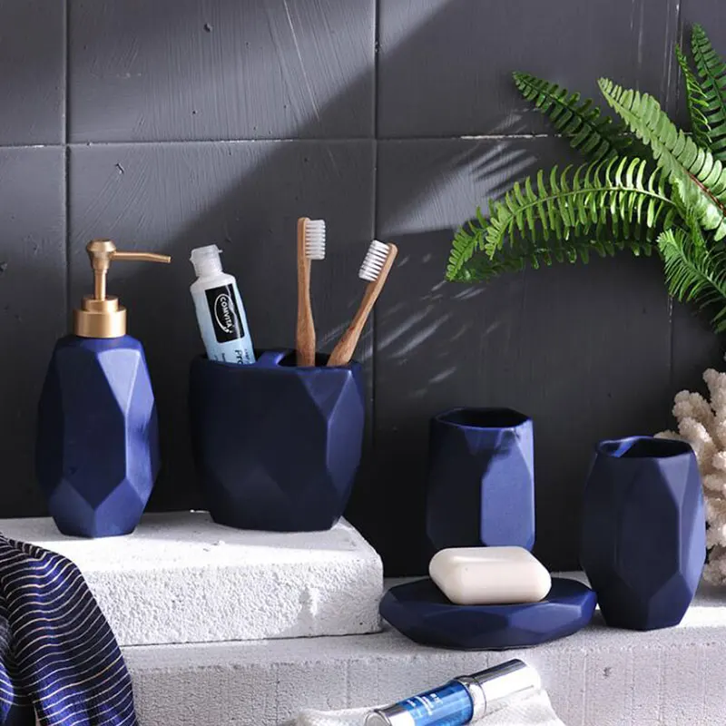 

5 pieces Plastic Bathroom Accessories Set Toothbrush Holder Toothpaste Dispenser Case Soap Box Toilet Shower Storage