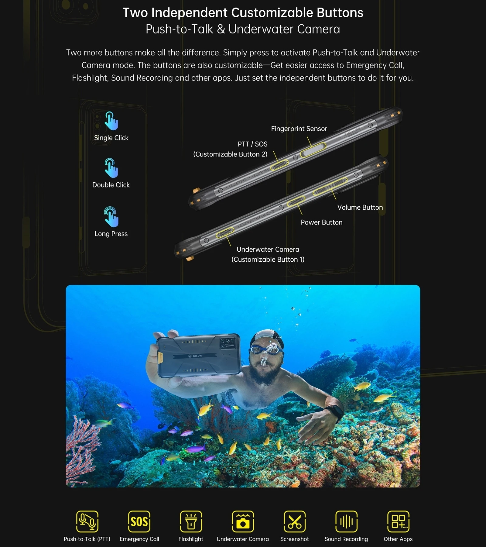 umidigi bison 8gb128gb ip68ip69k waterproof rugged phone 48mp matrix quad camera 6 3 fhd display nfc android 11 smartphone free global shipping