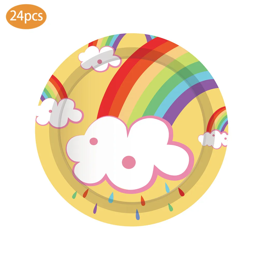24 шт. в цветах радуги десертные тарелки Baby Shower вечерние украшения с днем День