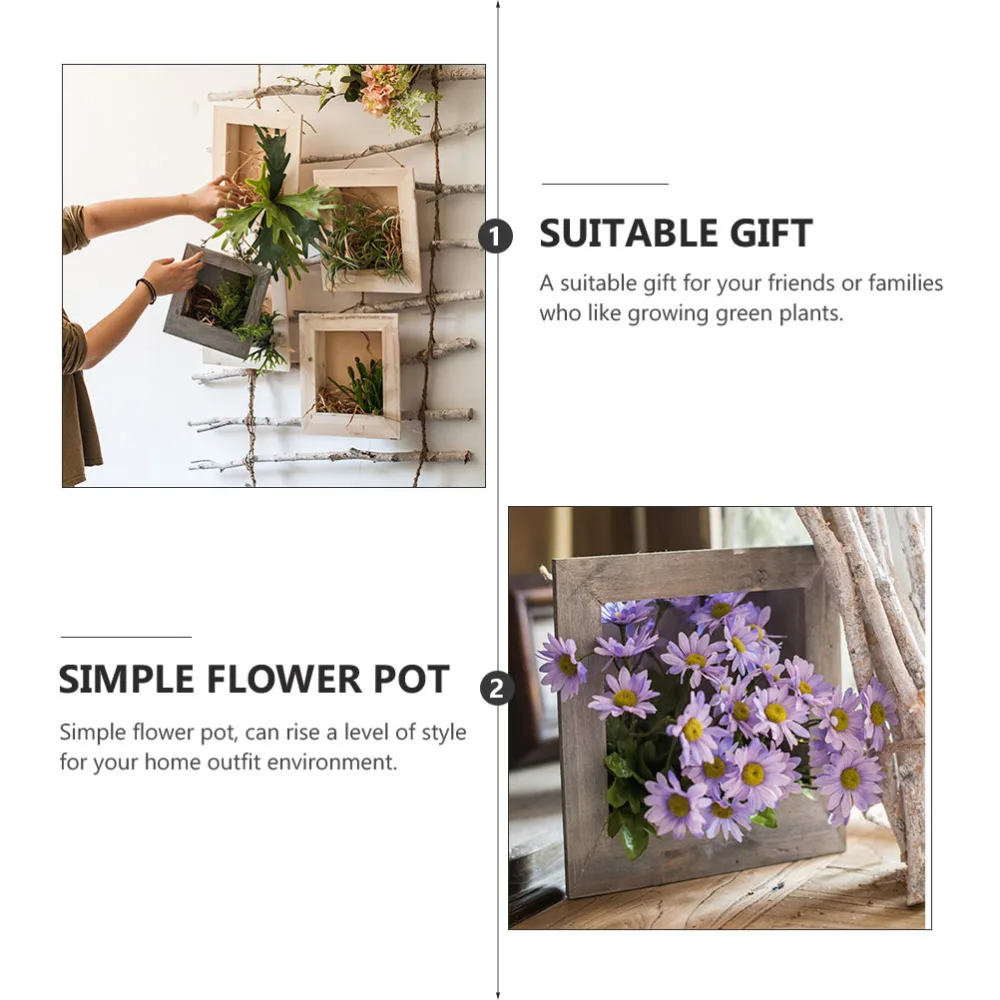 

1Pc Retro Wall Flowerpot Creative Wooden Plant Holder Home Chic Decoration