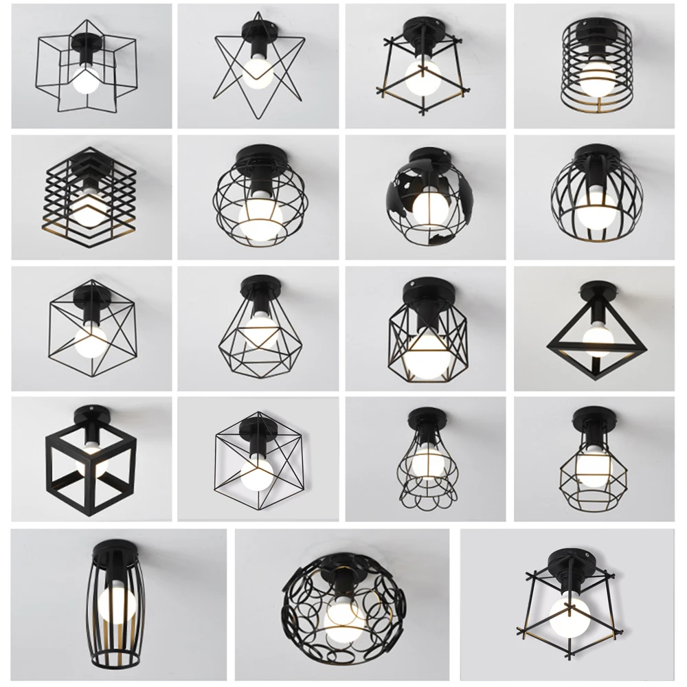 Железный потолочный светильник E27 в стиле ретро уютный светодиодный комнатный