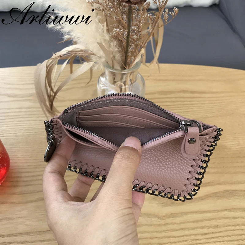 Arliwwi новые женские кошельки из натуральной кожи простые цепи мини личность малым