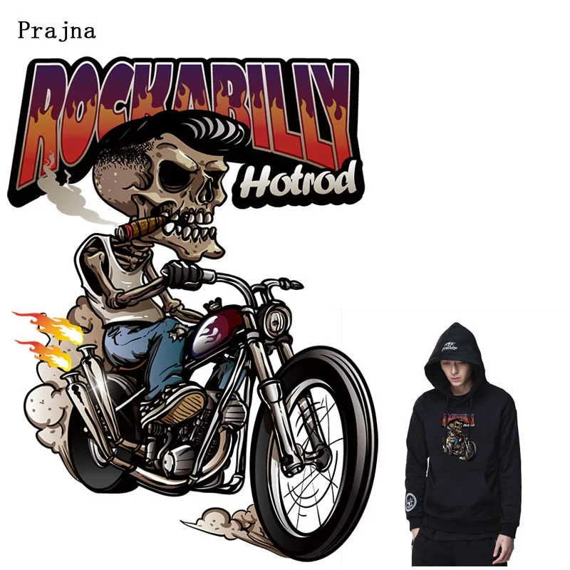 

Gothic Punk Rock Skull Rose Skeleton Patch For Man Heat Transfers For Clothes Biker Motorcycle Thermal Heat Transfers Jackets