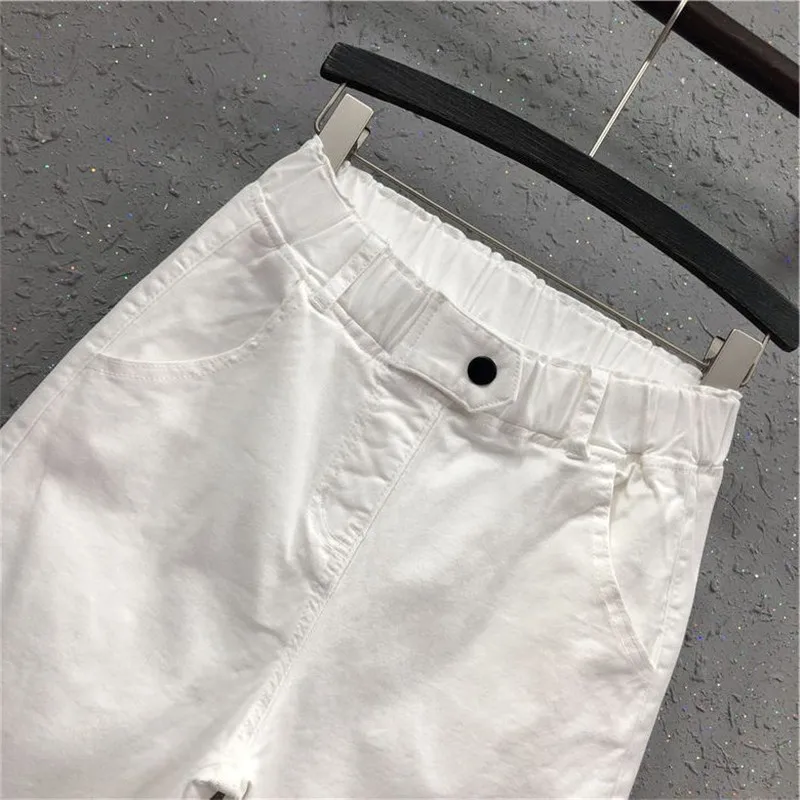 

3XL Summer Plus Size Black White Pants Women Loose Elastic High Waist Casual Harem Pants Pantalon Femme Sweatpants Women C6324