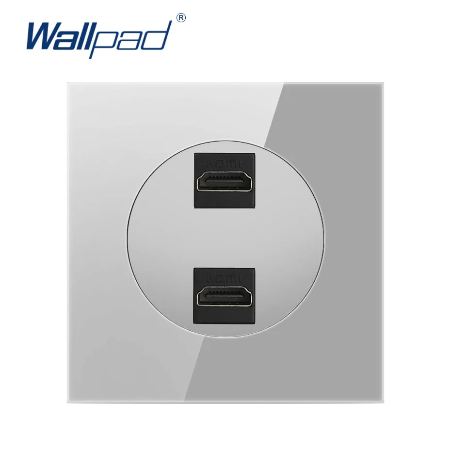 Wallpad 2 HDMI-compatible For DATA Transmission Socket Crystal Grey Glass Panel Wall Power Outlet | Обустройство дома