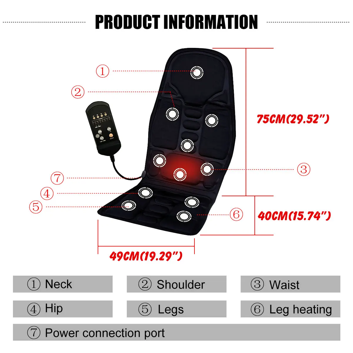 car electric heated massage seat cushion neck waist pain relaxation vibration massager pad for car office full body massage seat free global shipping