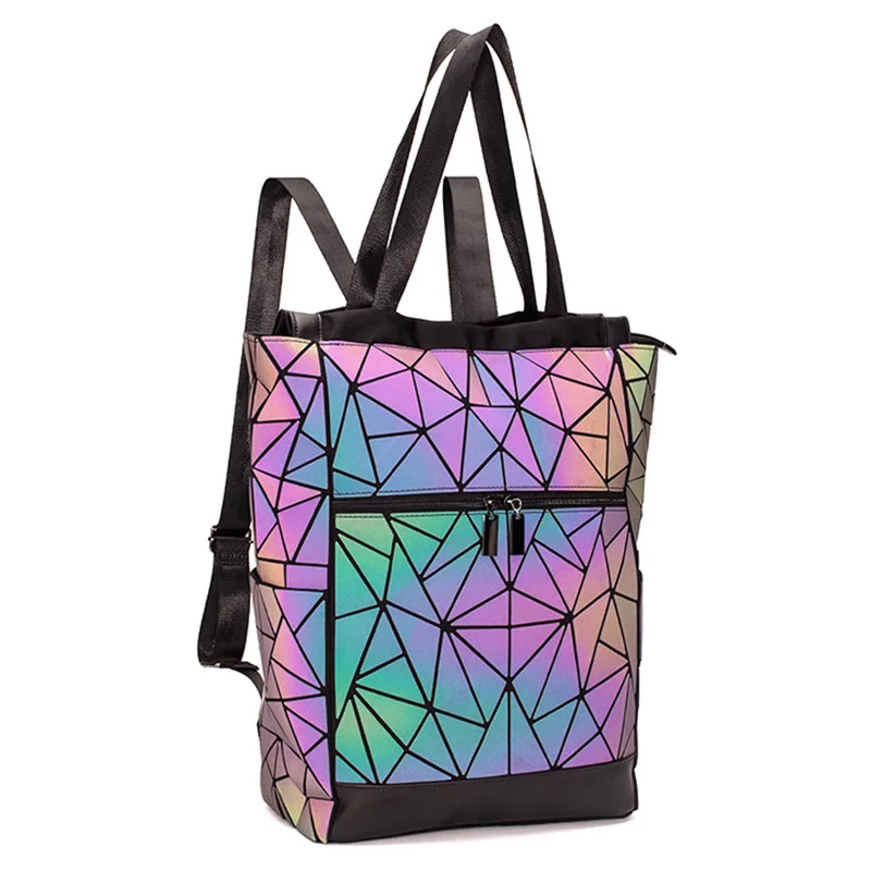 Realer женский рюкзак школьный для девочек подростков светящийся геометрический