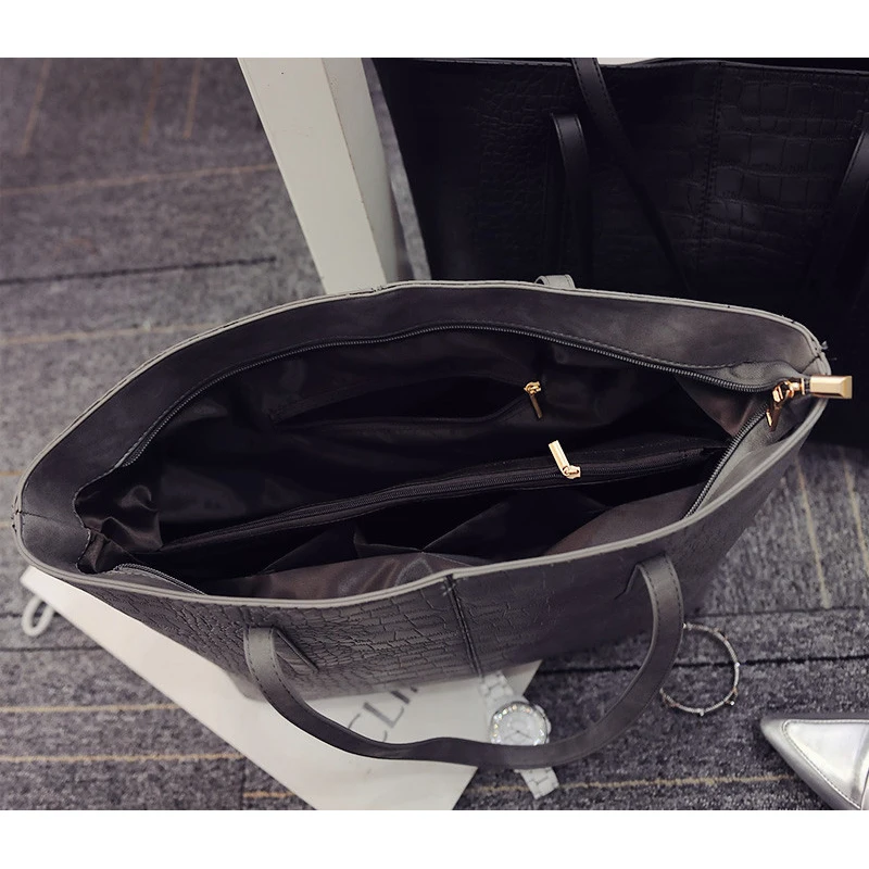 

2020 Big New Women Shoulder Bags Alligator Ladies Leather Bags Casual women zipper handbags Famous Brands Totes black red colors