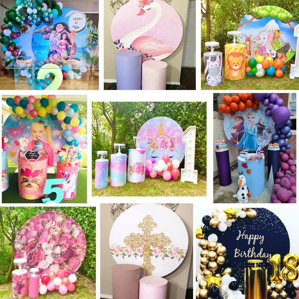 

Underwater Backdrop Mermaid Birthday Party Decoration Round Circle cylinder column covers Fabric Photocall Photoshoot 792