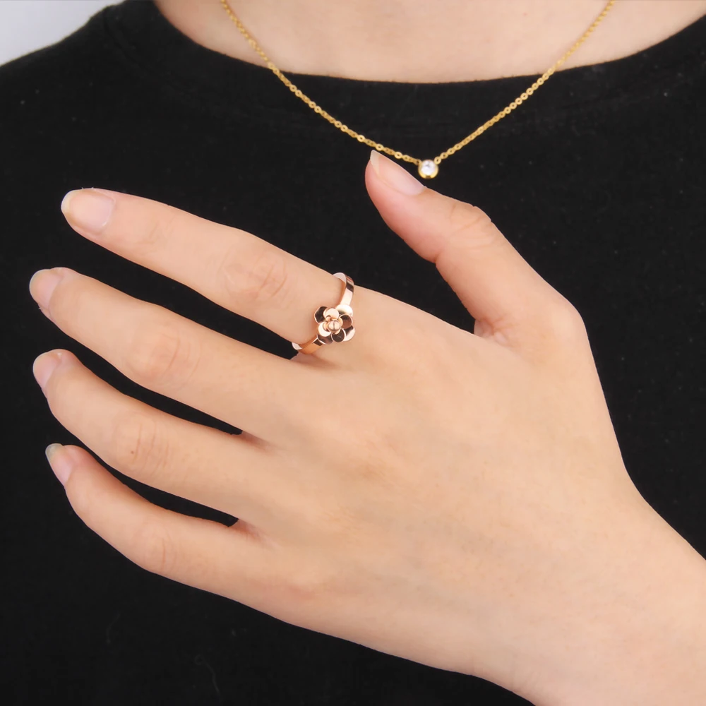 Комплект ювелирных изделий из нержавеющей стали с ожерельем кольцом сережками