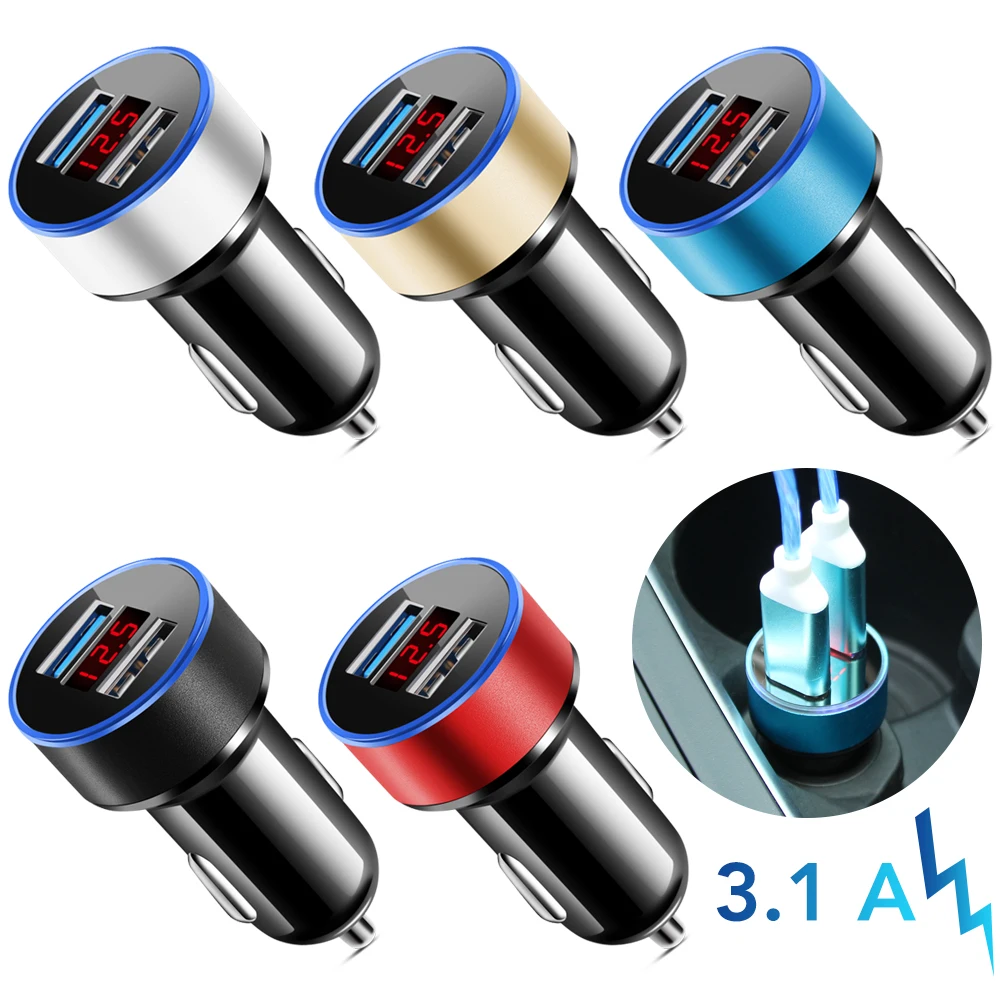 Новый светодиодный Дисплей устройство для автомобиля с двумя портами USB Зарядное