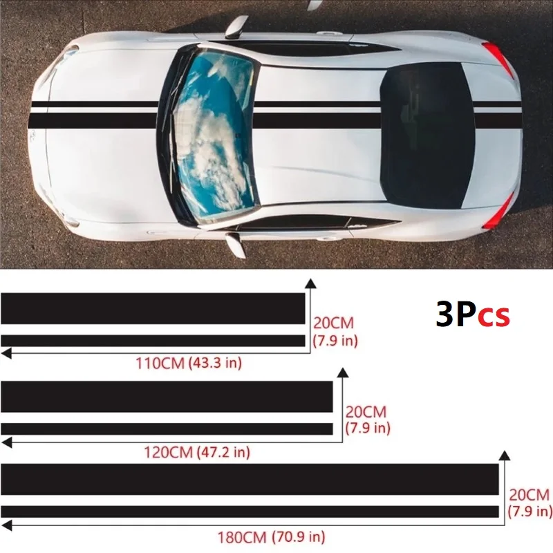 

3PCS Long Stripe Racing Car Stickers Auto Stylish Decals Vinyl DIY Car Racing Sports Stickers Auto Decoration Accessories