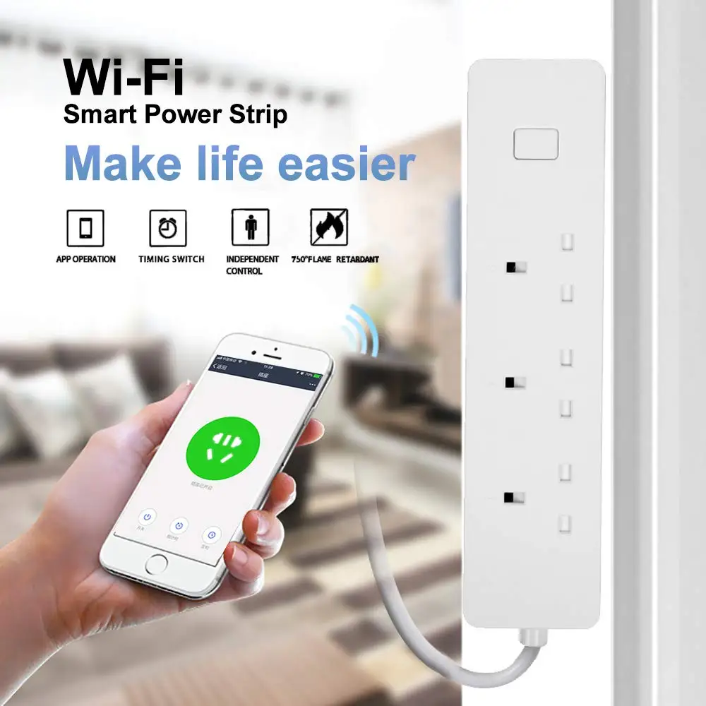 Умный сетевой фильтр Wi Fi розетка с защитой от скачков напряжения 3 розетки