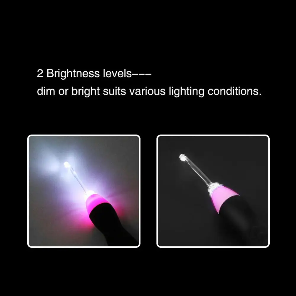 Полезный 9 в 1 USB LED Light Up Фиолетовый крючком Крючки набор спиц инструмент для