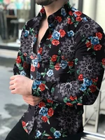 camisas florales de manga larga de oto%c3%b1o de 2021 para hombres camisas estampadas con flores de corte delgado para hombres cam