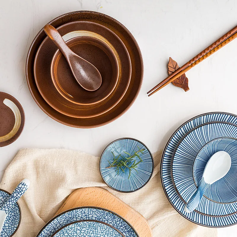 Набор керамической японской посуды обеденная тарелка Классическая десертная