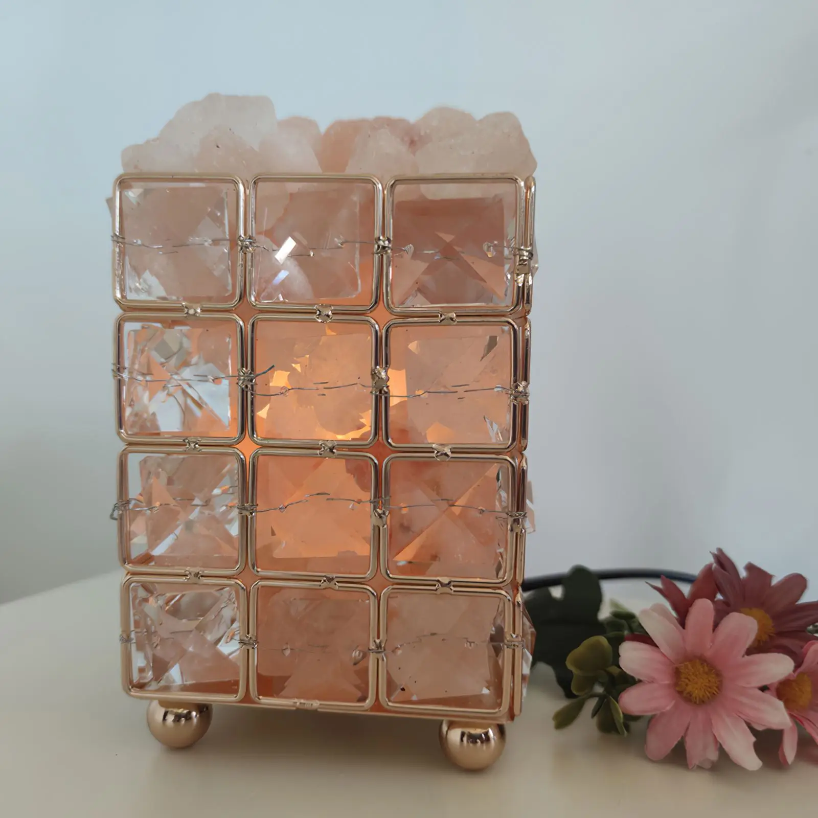 

Natural Pink Himalayan Crystal Rock Salt Lamp Adult Bedroom Night Light With Light Bulb And Power Cord Bedroom Living Room Decor