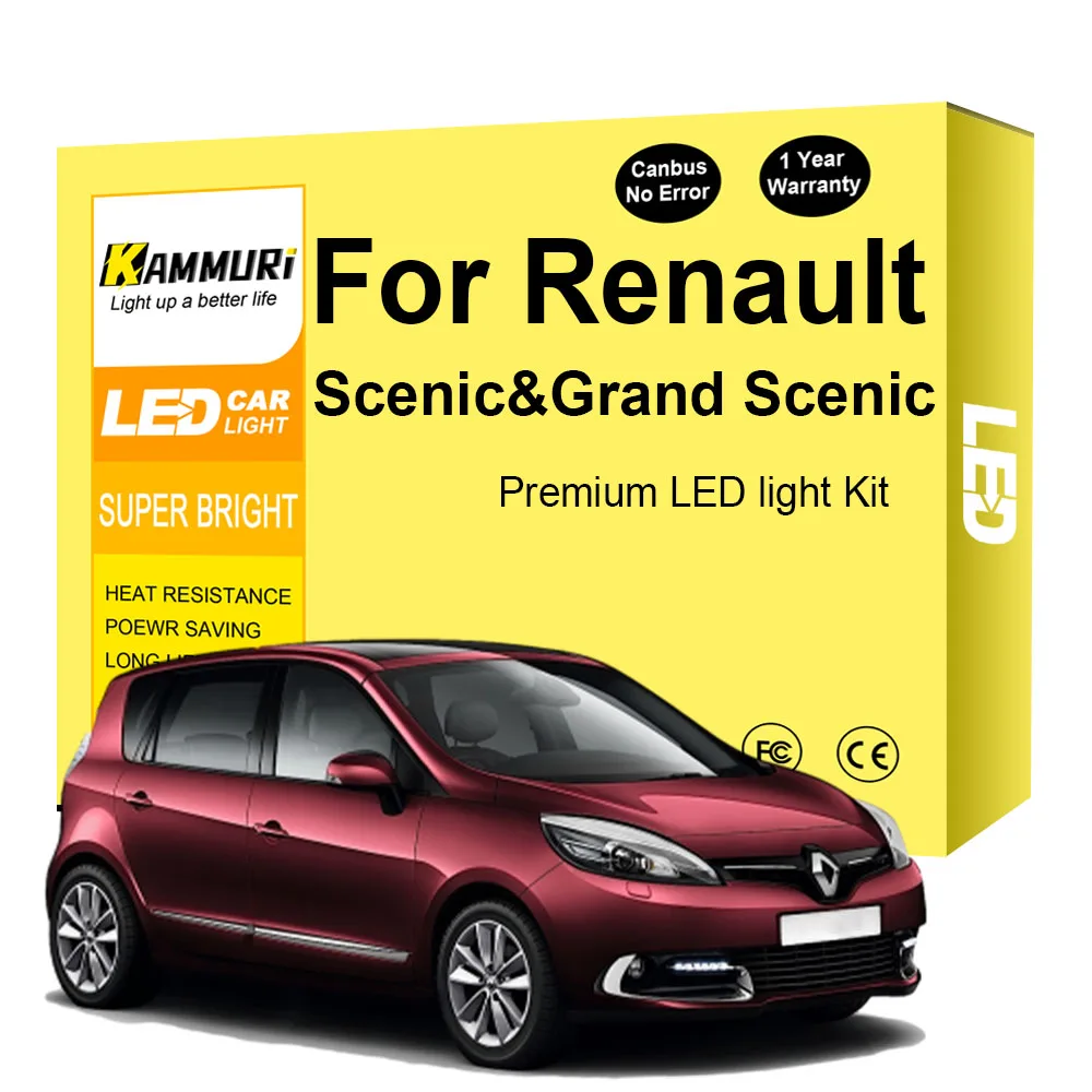 

For Renault Grand Scenic 2 3 Scenic 2 3 4 XMOD Vehicle Canbus LED Interior Dome Map Trunk Light Kit Car Lighting Error Free