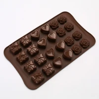baking molds soft candy mould coffee color rose heart baking cake chocolate ice silicone mold food grade 23 5x14x1 6cm 1 piece