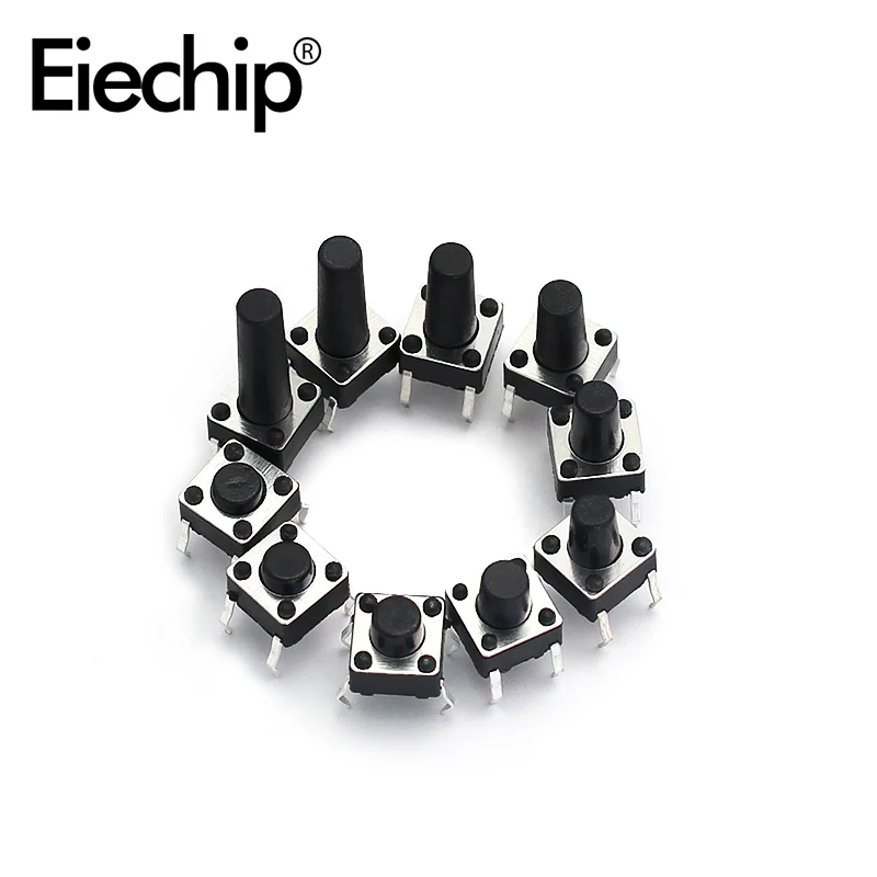 200pcs/lot 10 value Mini Button Switch kit 6*6 rice cooker / telephone PCB board maintenance use 6x6x4.3 Keys | Электронные