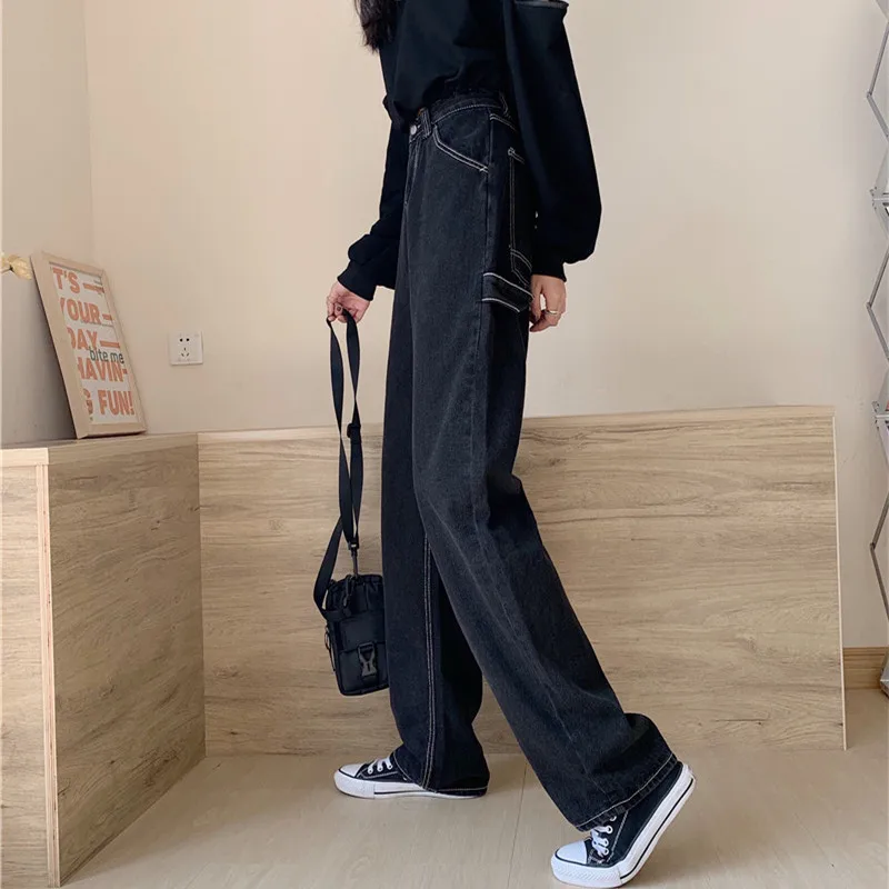 

Woman Jeans High Waist Clothes Wide Leg Denim Clothing Blue Streetwear Vintage Quality 2021 Fashion Harajuku Straight Pants