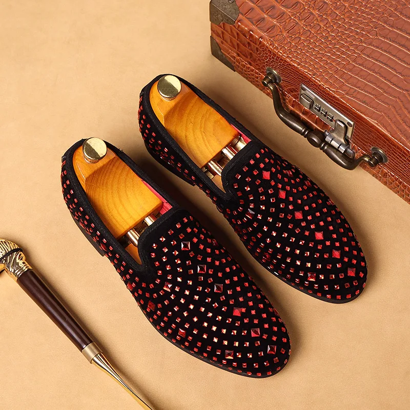 Мужские парадные туфли со стразами Роскошный итальянский стиль модная мужская