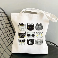 cute cartoon cats girl fashion 2021 new shoulder canvas chic casual ins large capacity shopper street handbag wallet women bag