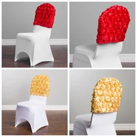 50 100pcs Satin Rosette Chair Cap Hood Fit For Lycra Spandex Chair Cover Event Party Hotel Decoration
